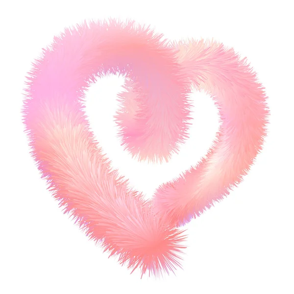 Pelucheux Contour Fourrure Coeur Illustration Vectorielle Stock Clip Art — Image vectorielle