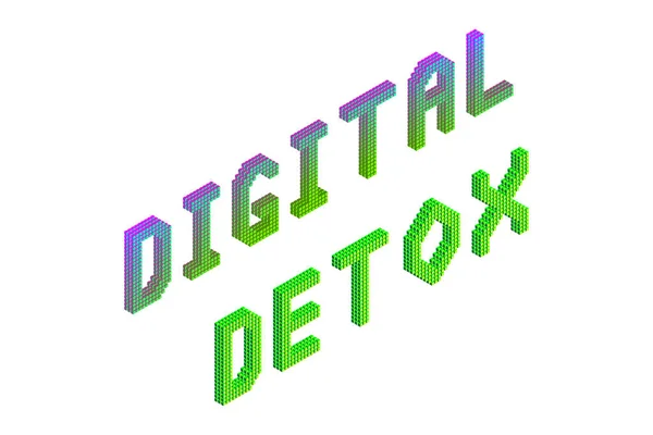 Texto Desintoxicación Digital Colores Modernos Brillantes Neón Verde Aislados Sobre — Archivo Imágenes Vectoriales