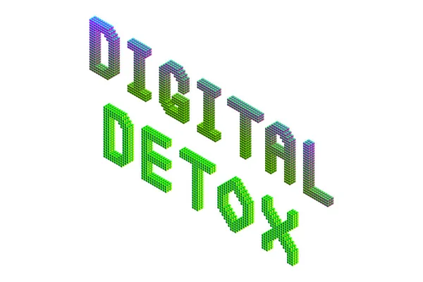 Digital Detox Text Moderna Ljusa Neon Och Gröna Färger Isolerad — Stock vektor