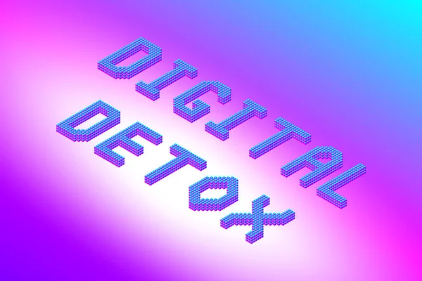 Digital Detox Text Moderna Ljusa Neonfärger Stock Clipart Vektor Illustration — Stock vektor