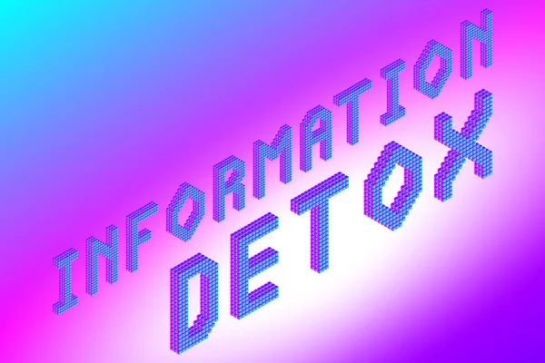 Information Detox Isometrisk Färgglada Fras Moderna Ljusa Neonfärger Clipart Stock — Stock vektor