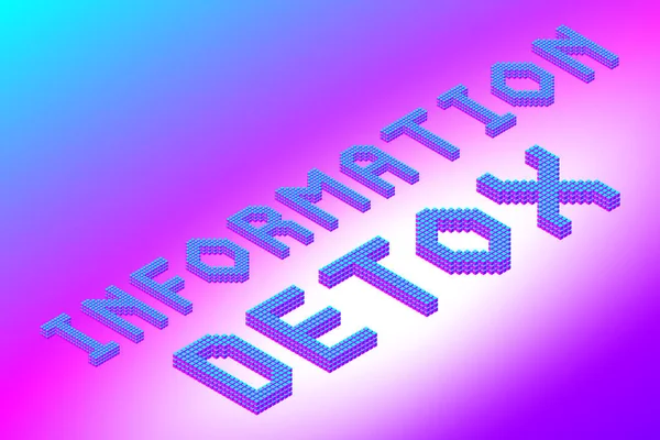 Information Detox Isometrisk Färgglada Fras Moderna Ljusa Neonfärger Clipart Stock — Stock vektor