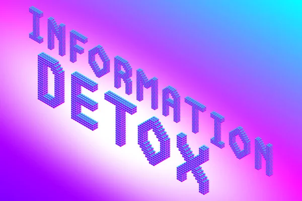 情報デトックス モダンな明るいネオンの色 株式ベクトル イラスト クリップ アートの 3次元等尺性のカラフルなテキスト — ストックベクタ