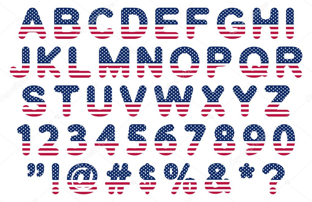 flat usa flag font
