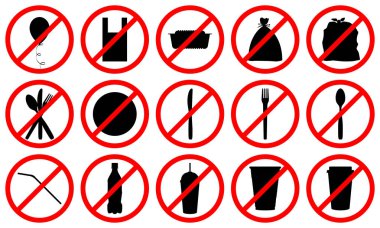 hiçbir plastik işaretleri Icon set