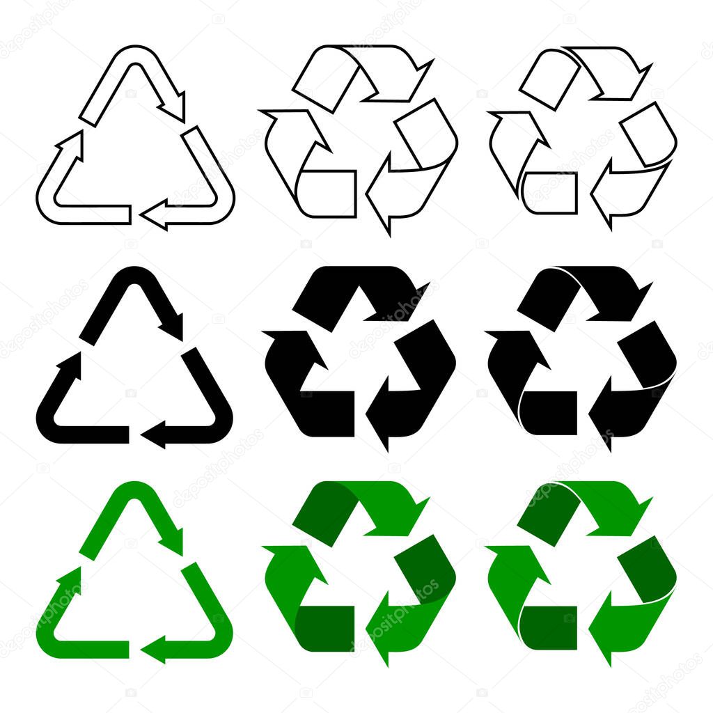 recycle, reuse, reduce arrows sign symbol