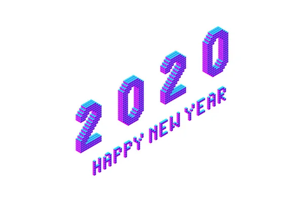 2020 frohes neues Jahr fetter Pixel-Schriftzug — Stockvektor