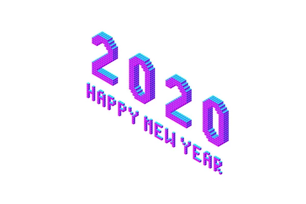 2020 년 새해 복 구 연하 굵은 픽셀 글꼴 문자 — 스톡 벡터