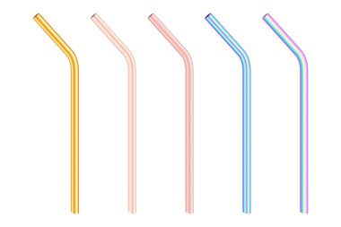 altın ve renkli renkli metal yeniden bükme içme pipetleri