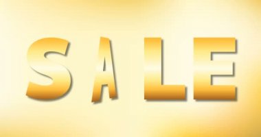 lüks tatil için sarı altın arka plan üzerinde rotasyon yıldızı ile altın renkli satış metni, 4k stok video görüntüleri, alfa kanal lı tasarım elemanı