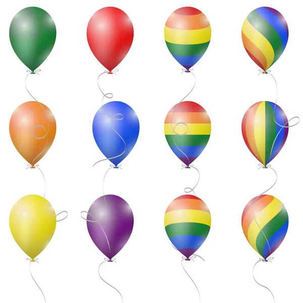 Realistische 3D aufblasbare Luftballon in LGBT Flagge Farben — Stockvektor