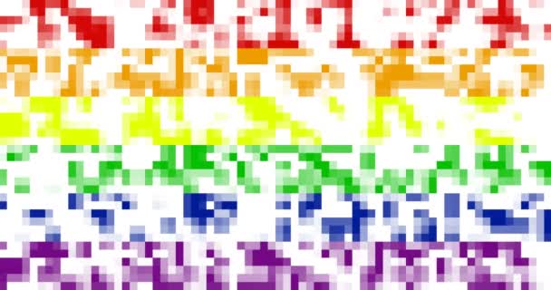 8 bit pixel transition in lgbt pride rainbow flag colors — Stock Video