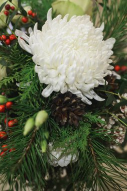 Kış gelini buketinin yukarıdan görünüşü