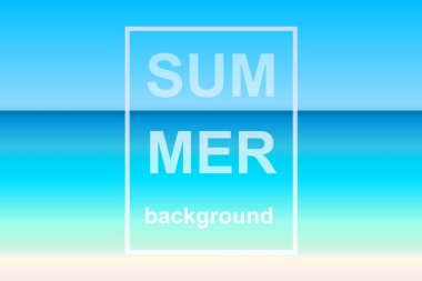 Deniz manzarası, gökyüzü, deniz, plaj manzarası, çerçeve ve metin ile parlak doğal renkli renkler, minimal tasarım stili, poster, afiş, broşür için stok vektör çizimi modeli