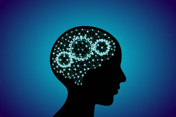 Dijital Nöro Parlayan Parçacıklar Çizgiler Noktalar Pleksus Yapısı Insan Beyni — Stok Vektör