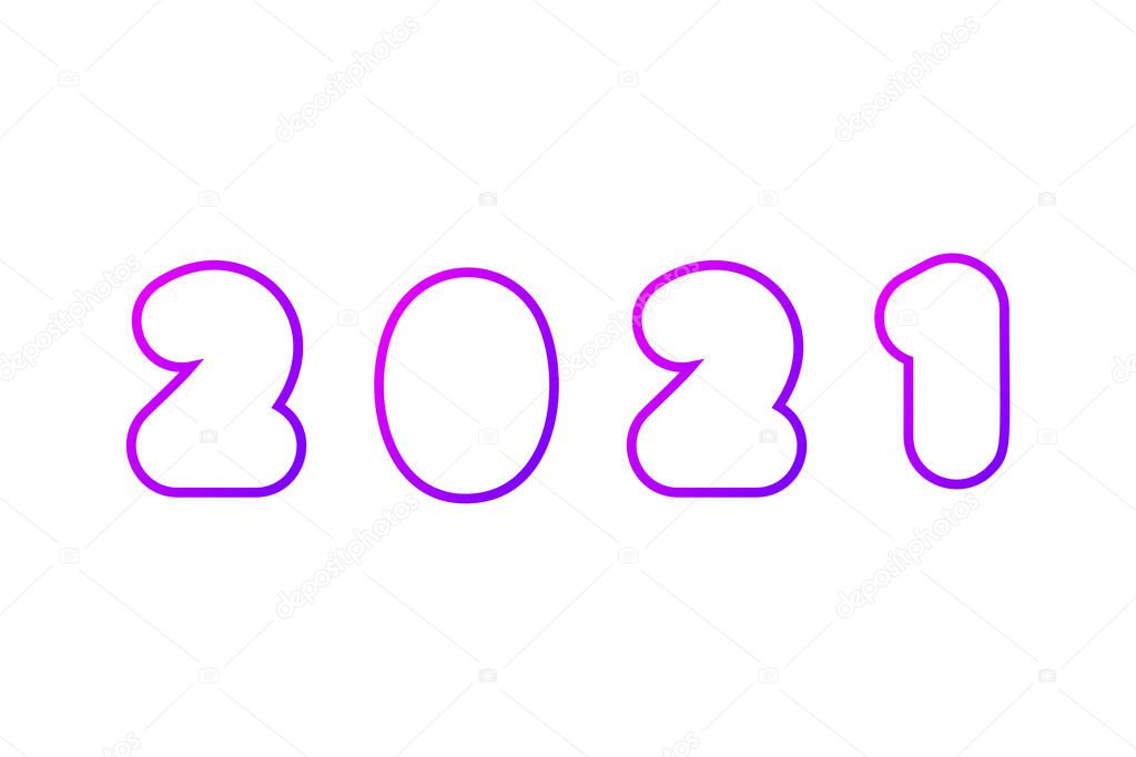 2021 numbers in super mega bold modern colorful font, stock vector illustration clipart design element isolated on white background for calendar, poster, flyer, card