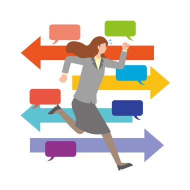 Etrafta koşuşturan meşgul bir kadın.