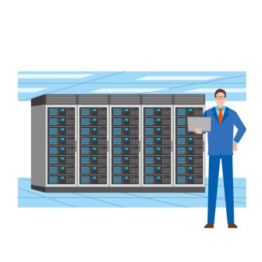 Veri merkezi sunucu odası ve erkekler
