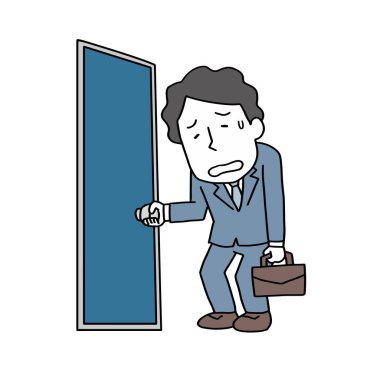 İşe gitmek istemeyen bir erkek ofis çalışanı.