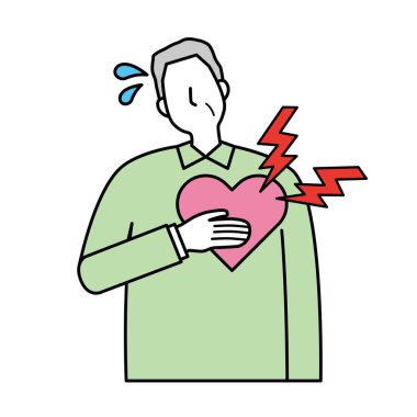 Göğüs ağrısı olan yaşlı bir adam.