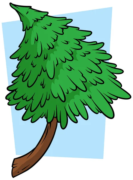 Cartoon groene fir tree op blauwe achtergrond — Stockvector