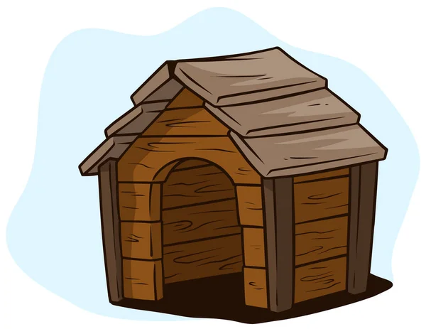 Cartoon brown wooden dog house, kennel vector icon — Stock Vector