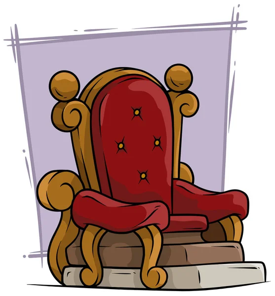 Cartoon wooden red vintage throne royal armchair — Stock Vector
