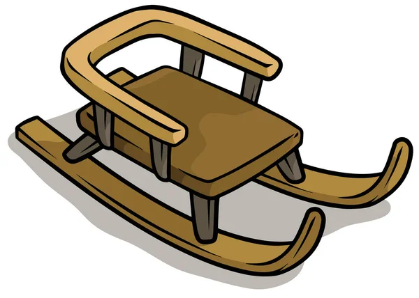 Desenhos animados de madeira marrom ícone do vetor de trenó — Vetor de Stock
