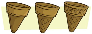 Çizgi film boş dondurma kornet vektör Icon set