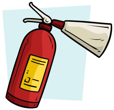 Karikatür kırmızı yangın söndürücü vektör simgesi