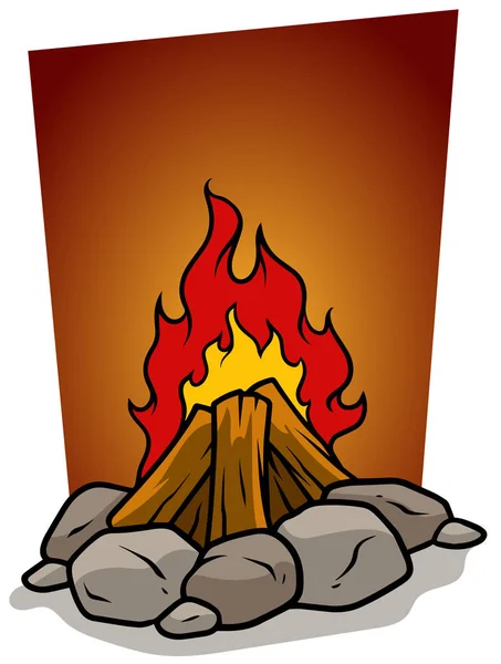 Kreskówka ognisko ognisku z kamieni wektor ikona — Wektor stockowy
