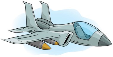 Cartoon cool air Jet Fighter vector icon clipart