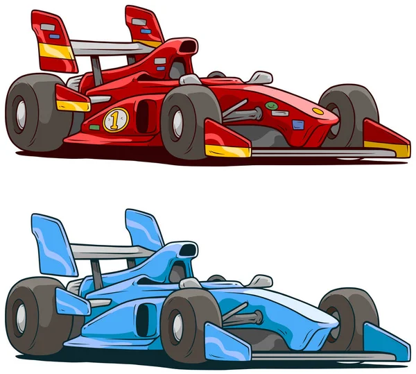 Desenhos animados vermelho e azul esporte carro de corrida —  Vetores de Stock