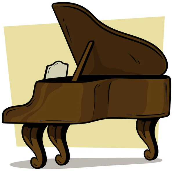Icono de vector de piano de cola marrón de madera de dibujos animados — Vector de stock