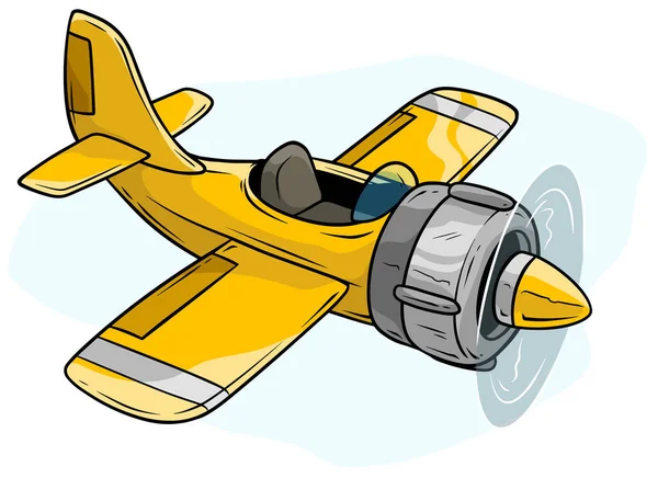 Desenhos animados amarelo retro avião brinquedo vetor — Vetor de Stock