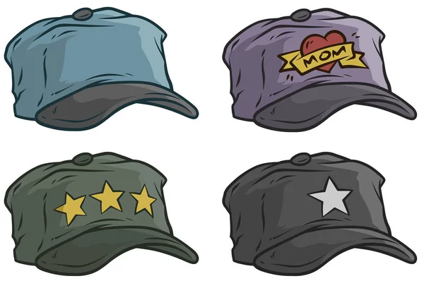 Serie di icone vettoriali del cappello o del cappuccio differenti del fumetto — Vettoriale Stock