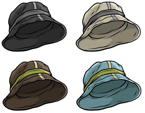 Dibujos animados panama sombrero o tapa vector icono conjunto — Vector de stock