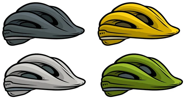 Set di icone vettoriali per casco da bicicletta in plastica cartone animato — Vettoriale Stock