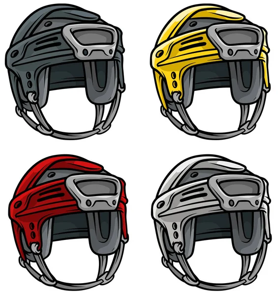 Cartoon ijshockey sport helm vector icon set — Stockvector