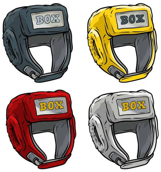 Dibujos animados boxeo deporte casco vector icono conjunto — Vector de stock