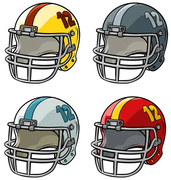 Cartoon American Football Helm Vektor Icon Set — Stockvektor