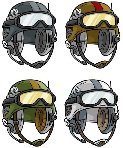 Cartoon moderno exército capacete vetor ícone definido —  Vetores de Stock