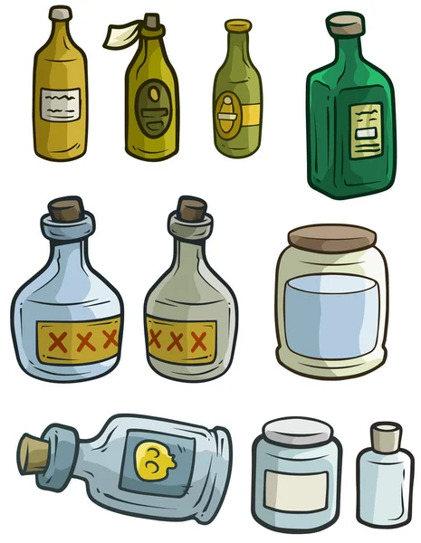 漫画のカラフルなガラス瓶セット — ストックベクタ