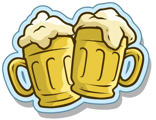 Cartoon canecas de cerveja legal vetor adesivo ícone — Vetor de Stock