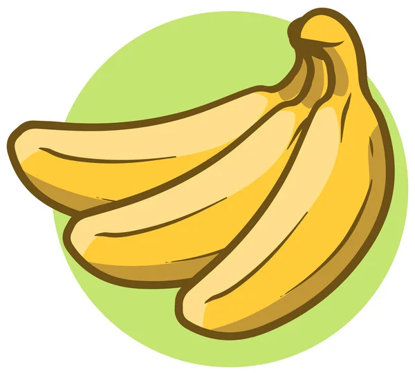 Desenhos animados ramo amarelo de três bananas — Vetor de Stock