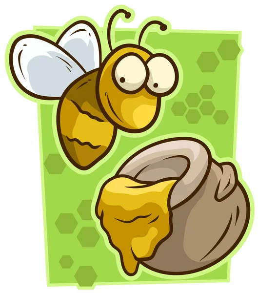 Kreslený roztomilý žlutá včela med jar vektorové ikony — Stockový vektor