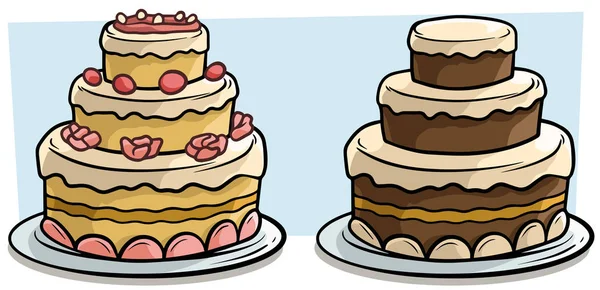 Dibujos animados sabroso pastel de vacaciones icono conjunto — Vector de stock
