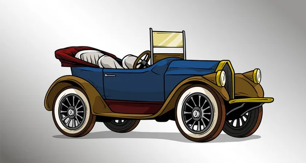 Desenhos animados retro vintage luxo carro conversível — Vetor de Stock
