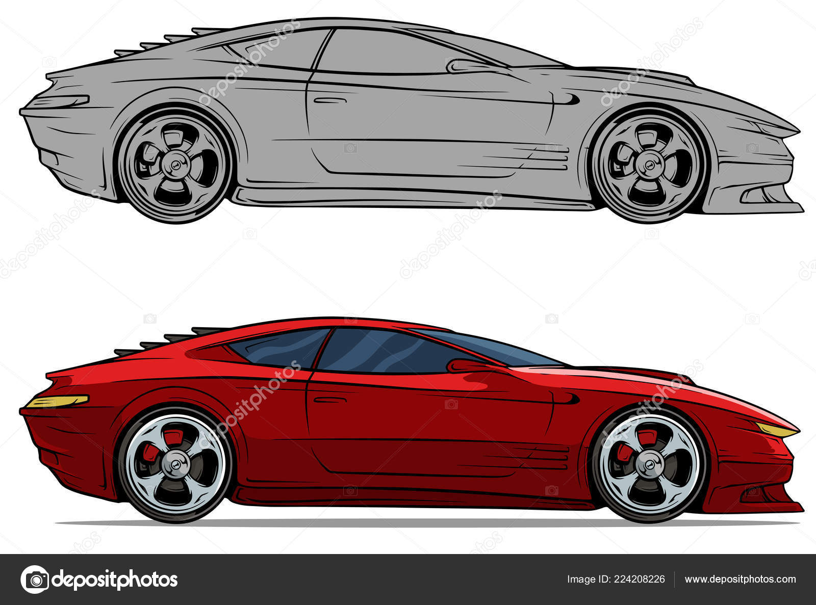 Carro vermelho de corrida dos desenhos animados modernos do vetor