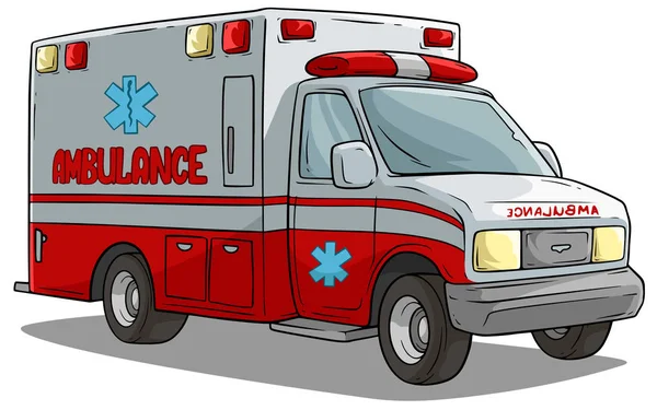 Cartoon ambulance emergency auto of vrachtwagen — Stockvector